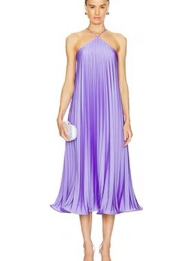 Selezza Ruby Pleated Halter Midi Dress in Lavender